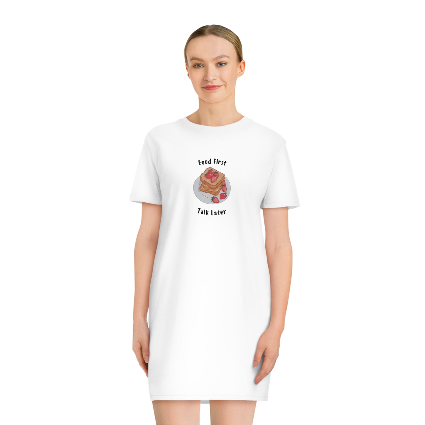 Spinner Dress - Food First Talk Later Quote Graphic Tee